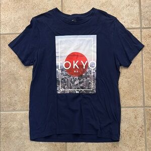 Old Navy Navy Blue Tokyo Graphic Tee